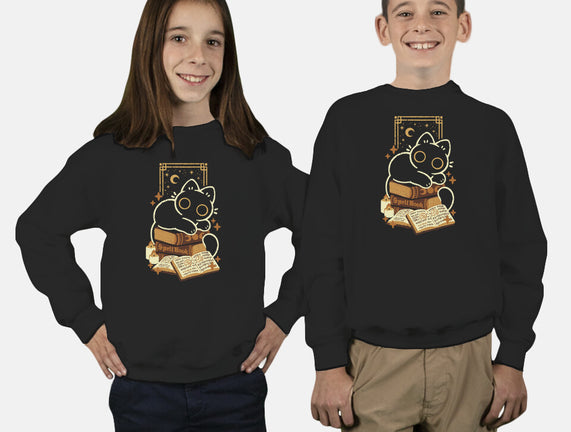 Cute Black Cat On Spellbooks