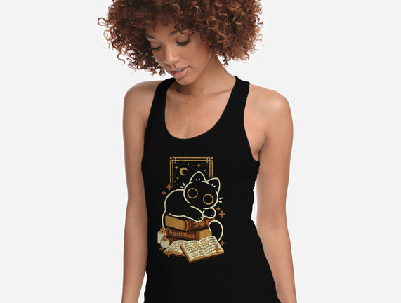 Cute Black Cat On Spellbooks