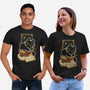 Cute Black Cat On Spellbooks-Unisex-Basic-Tee-xMorfina
