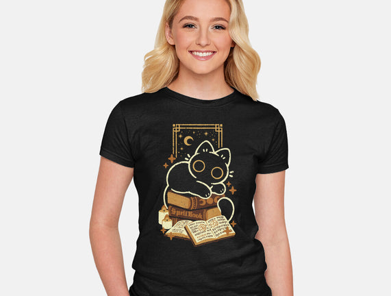 Cute Black Cat On Spellbooks