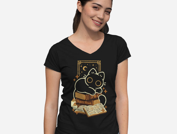 Cute Black Cat On Spellbooks