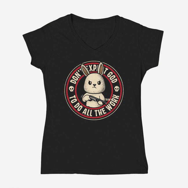 Don't Expect-Womens-V-Neck-Tee-turborat14