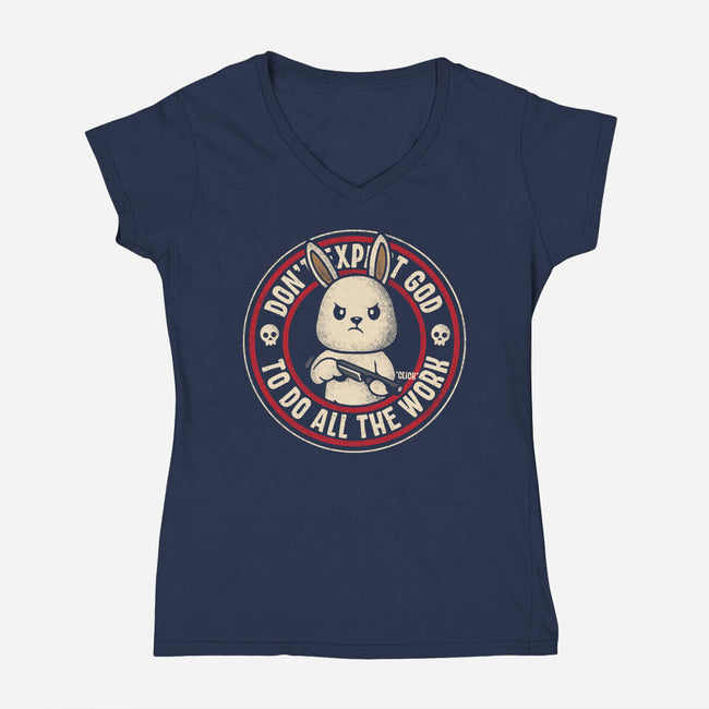 Don't Expect-Womens-V-Neck-Tee-turborat14