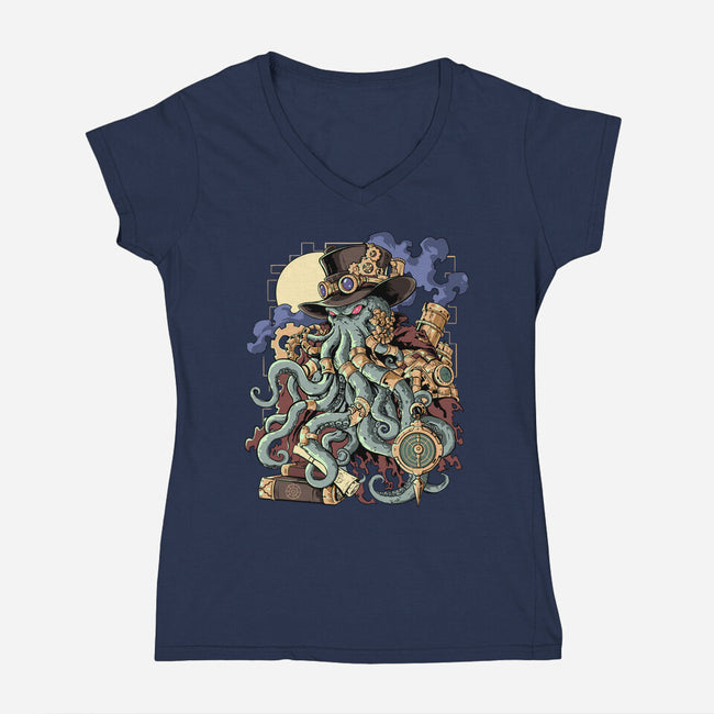 Steamthulhu-Womens-V-Neck-Tee-fanfabio