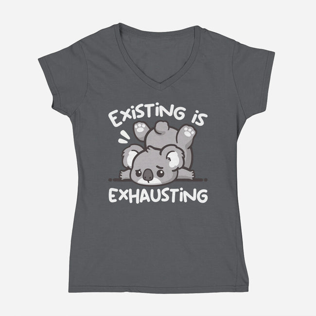 Koala Existing-Womens-V-Neck-Tee-NemiMakeit