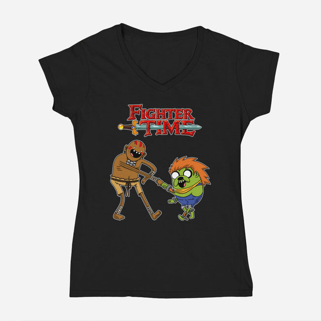 Fighter Time-Womens-V-Neck-Tee-joerawks