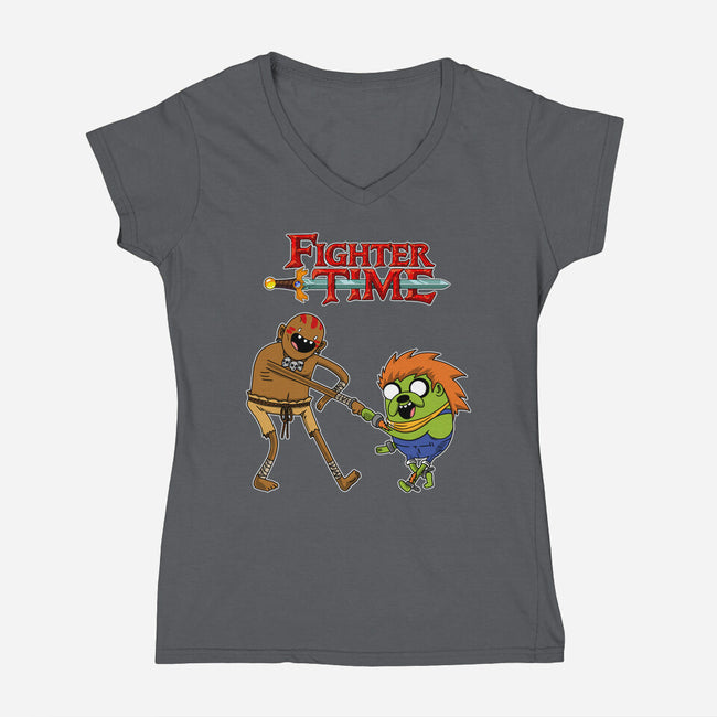 Fighter Time-Womens-V-Neck-Tee-joerawks