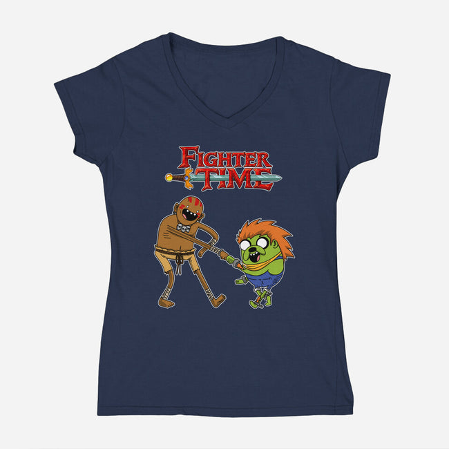 Fighter Time-Womens-V-Neck-Tee-joerawks