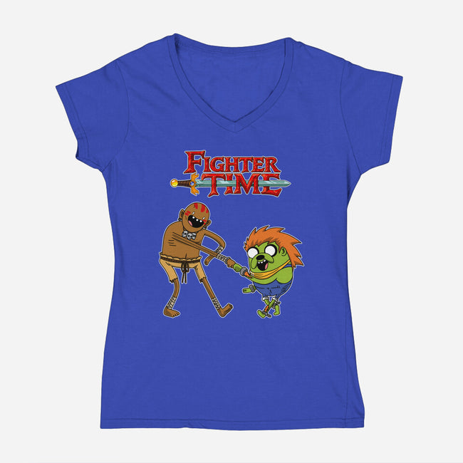 Fighter Time-Womens-V-Neck-Tee-joerawks