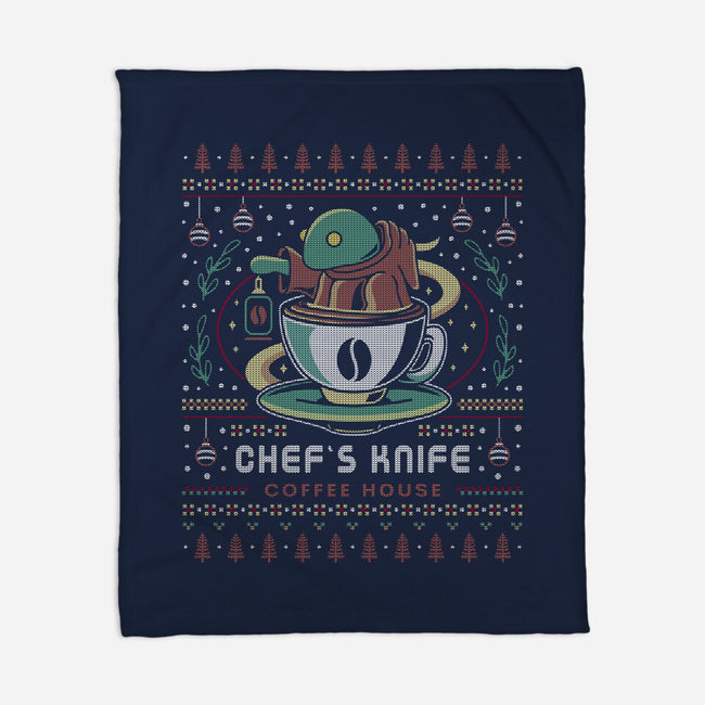 Chefs Knife Coffee Ugly Sweater-None-Fleece-Blanket-LAGELANTEE