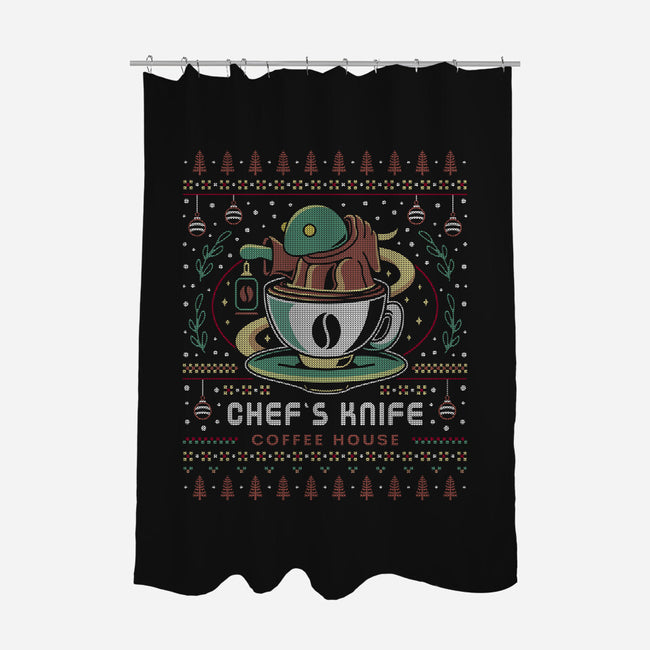Chefs Knife Coffee Ugly Sweater-None-Polyester-Shower Curtain-LAGELANTEE