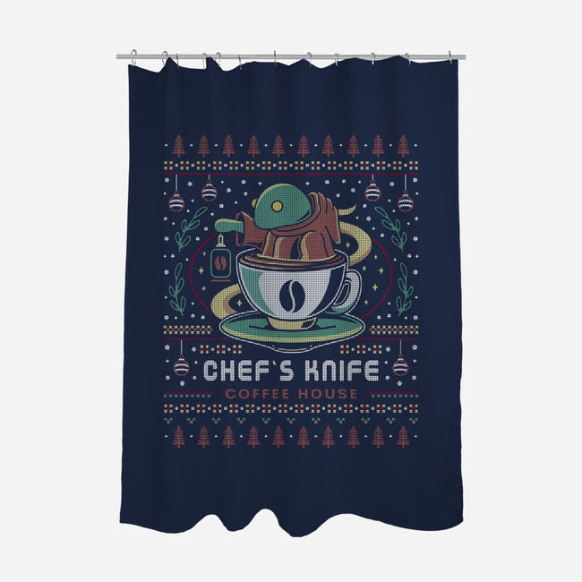 Chefs Knife Coffee Ugly Sweater-None-Polyester-Shower Curtain-LAGELANTEE