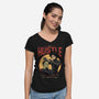 Scissorhands Barbershop-Womens-V-Neck-Tee-alfbocreative