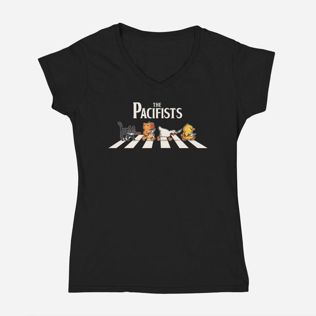 The Pacifists-Womens-V-Neck-Tee-2DFeer