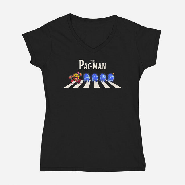 The Pac-Man-Womens-V-Neck-Tee-2DFeer