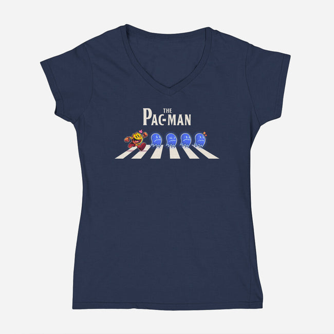 The Pac-Man-Womens-V-Neck-Tee-2DFeer