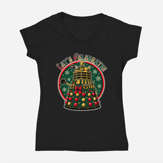 Let's Celebrate-Womens-V-Neck-Tee-d3fstyle