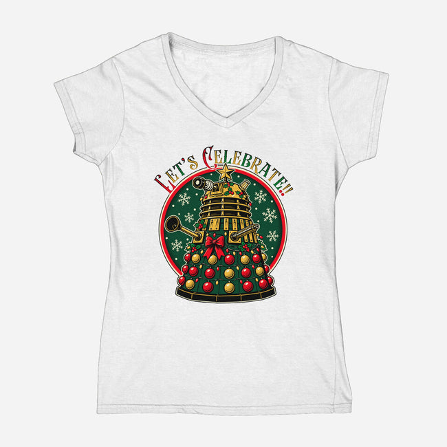 Let's Celebrate-Womens-V-Neck-Tee-d3fstyle