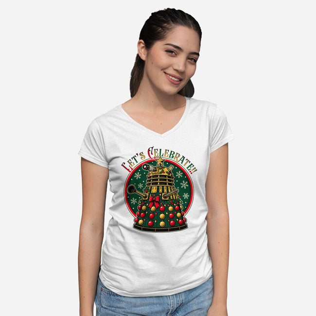 Let's Celebrate-Womens-V-Neck-Tee-d3fstyle