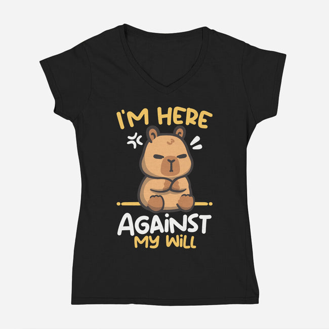 Grumpy Capybara-Womens-V-Neck-Tee-NemiMakeit