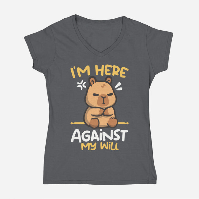 Grumpy Capybara-Womens-V-Neck-Tee-NemiMakeit