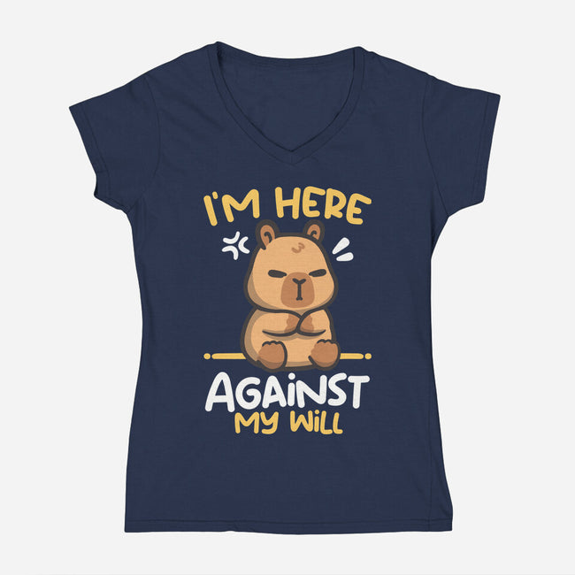 Grumpy Capybara-Womens-V-Neck-Tee-NemiMakeit