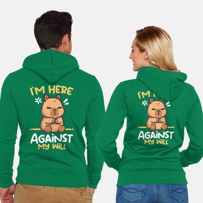 Grumpy Capybara-Unisex-Zip-Up-Sweatshirt-NemiMakeit