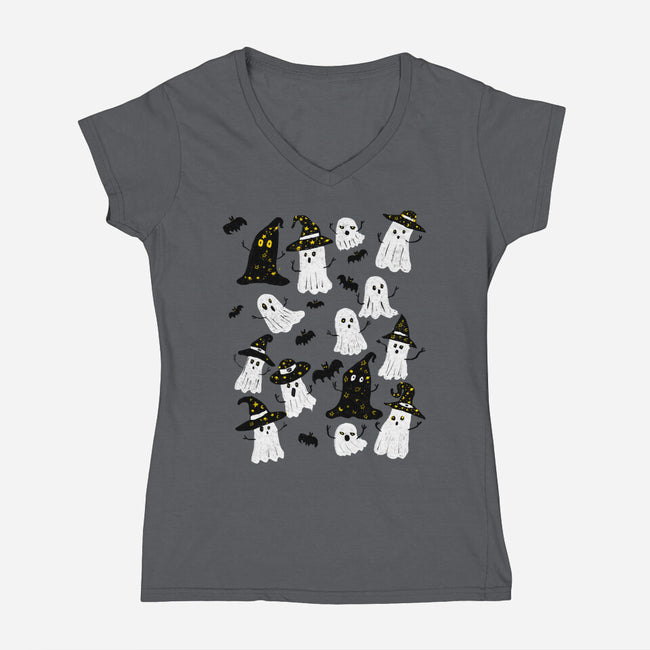 Ghosts Party-Womens-V-Neck-Tee-kharmazero