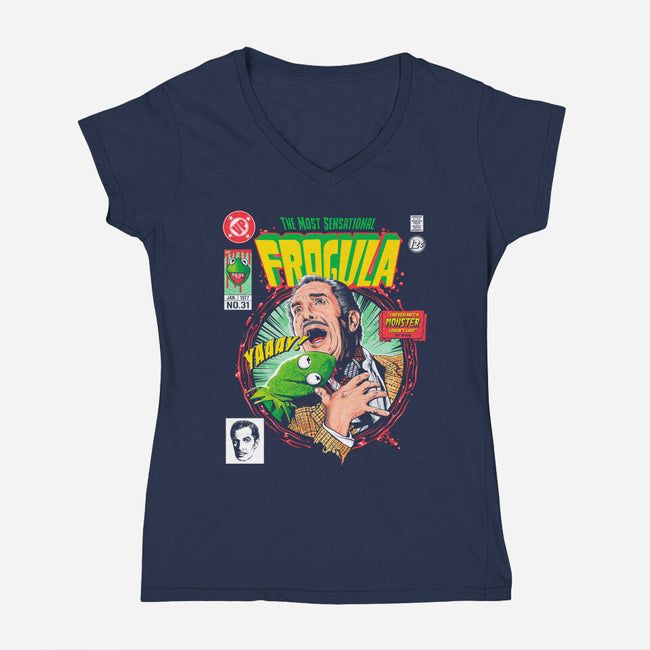 Frogula-Womens-V-Neck-Tee-CappO