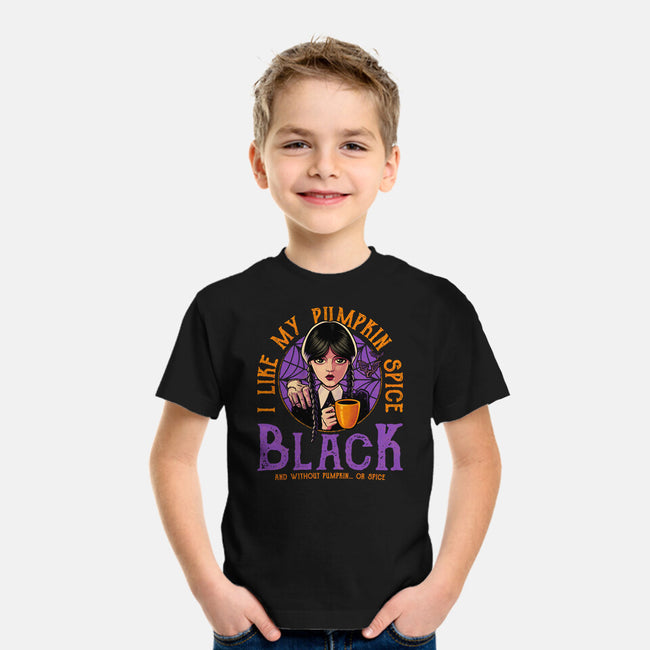 Pumpkin Spice Black-Youth-Basic-Tee-teesgeex