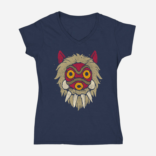 Wolf Mask-Womens-V-Neck-Tee-teesgeex