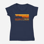 Raccoon City Fun Run-Womens-V-Neck-Tee-retrodivision