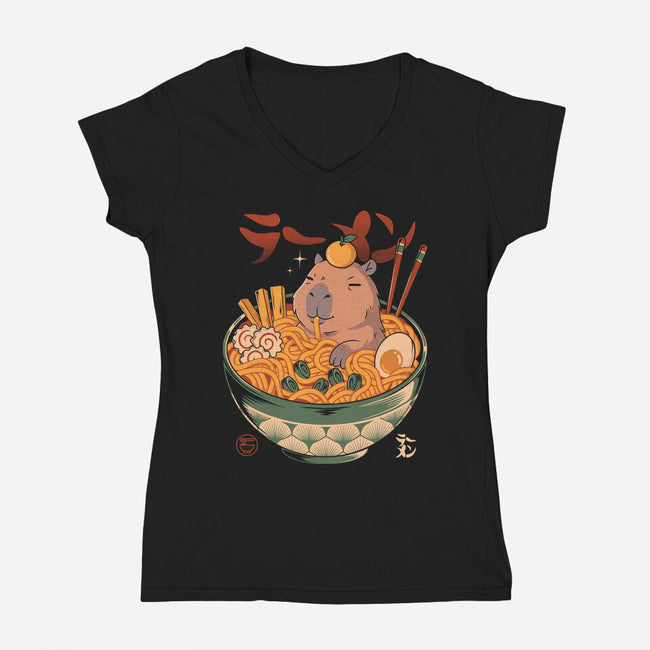 Capyramen-Womens-V-Neck-Tee-Eoli Studio