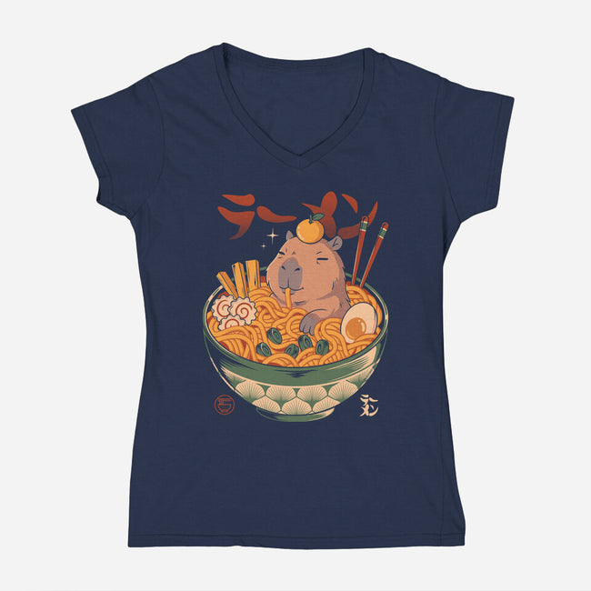 Capyramen-Womens-V-Neck-Tee-Eoli Studio