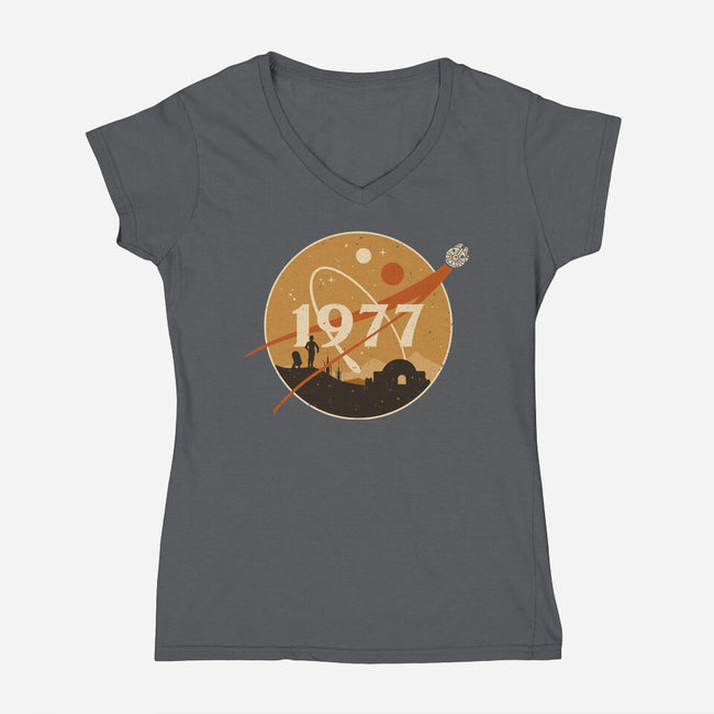 Retro Twin Suns-Womens-V-Neck-Tee-retrodivision