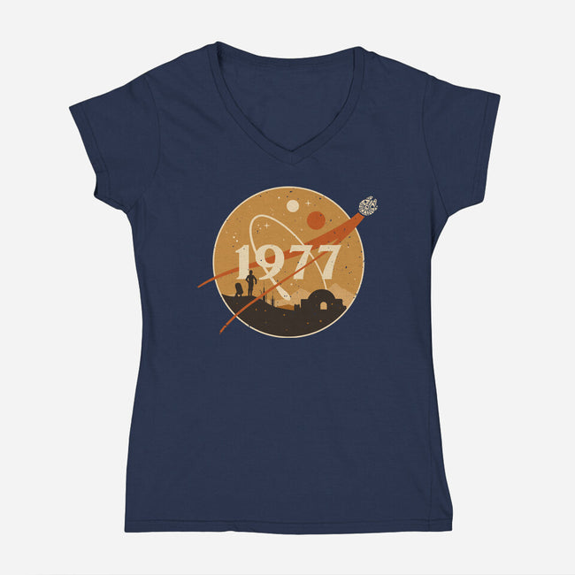 Retro Twin Suns-Womens-V-Neck-Tee-retrodivision