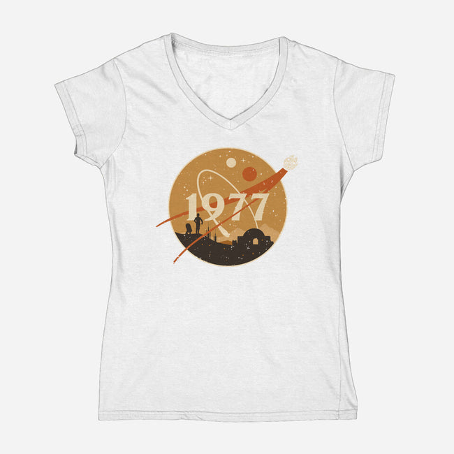 Retro Twin Suns-Womens-V-Neck-Tee-retrodivision
