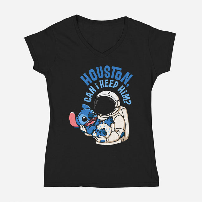Adopt-A-Pet Alien-Womens-V-Neck-Tee-Xentee