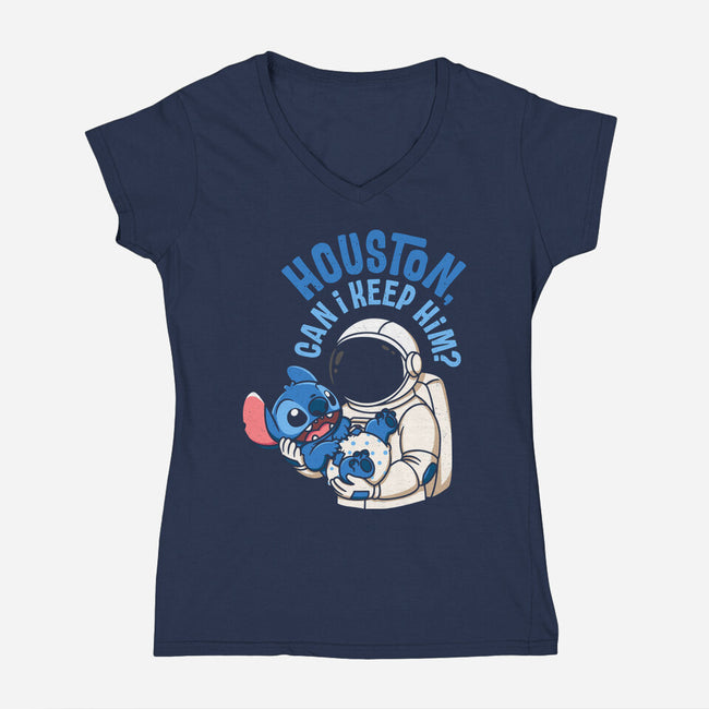 Adopt-A-Pet Alien-Womens-V-Neck-Tee-Xentee