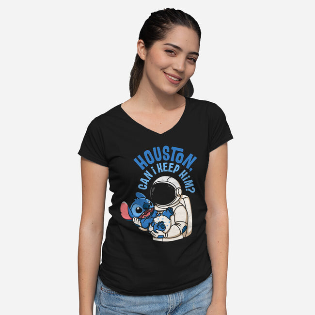 Adopt-A-Pet Alien-Womens-V-Neck-Tee-Xentee