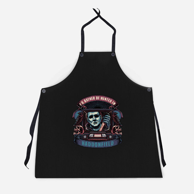 Hunted In Haddonfield-Unisex-Kitchen-Apron-glitchygorilla