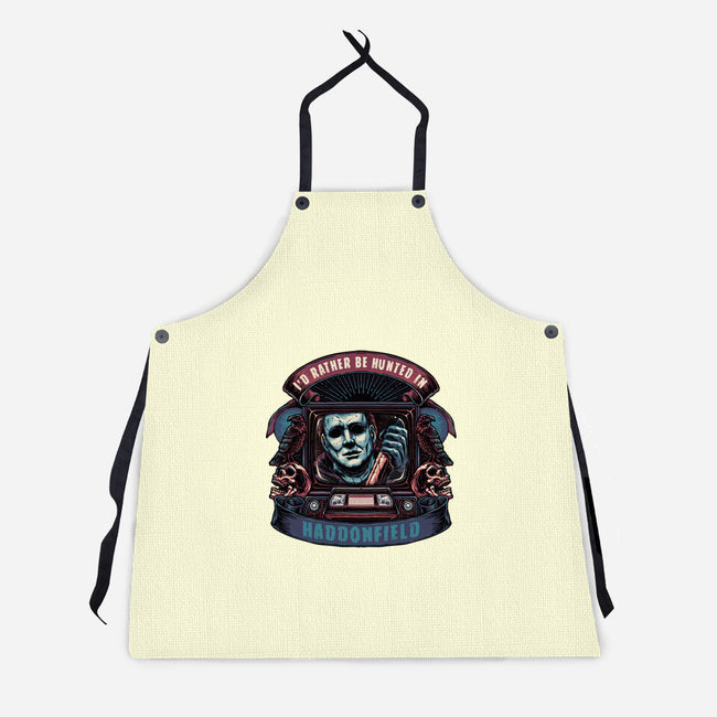 Hunted In Haddonfield-Unisex-Kitchen-Apron-glitchygorilla