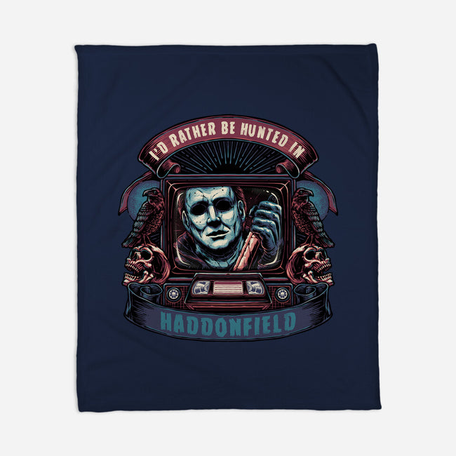 Hunted In Haddonfield-None-Fleece-Blanket-glitchygorilla