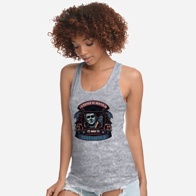 Hunted In Haddonfield-Womens-Racerback-Tank-glitchygorilla