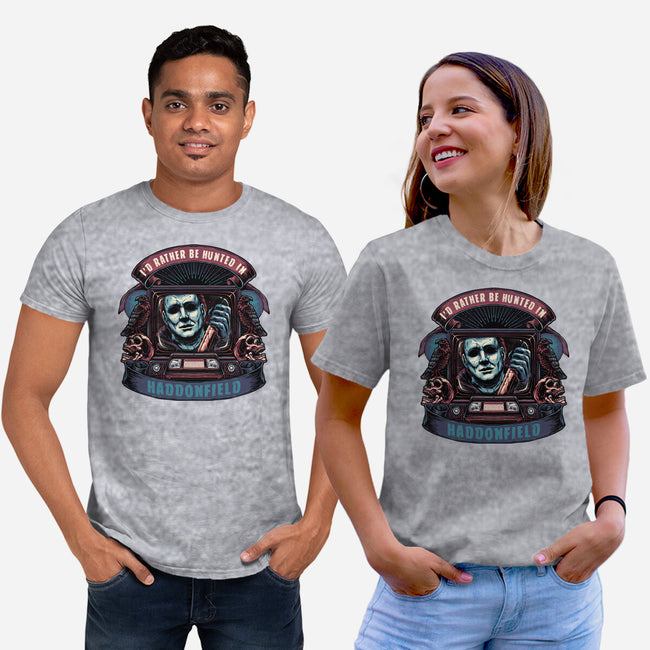 Hunted In Haddonfield-Unisex-Basic-Tee-glitchygorilla