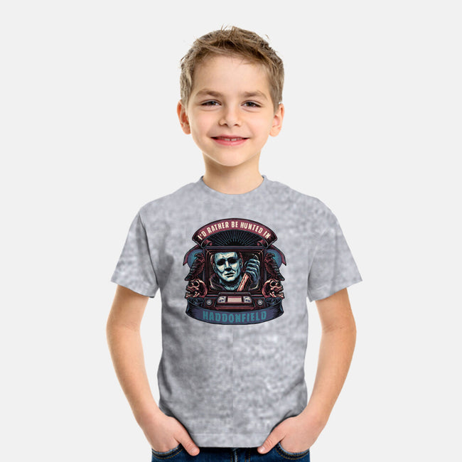 Hunted In Haddonfield-Youth-Basic-Tee-glitchygorilla