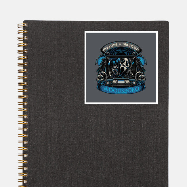 Ghosted In Woodsboro-None-Glossy-Sticker-glitchygorilla