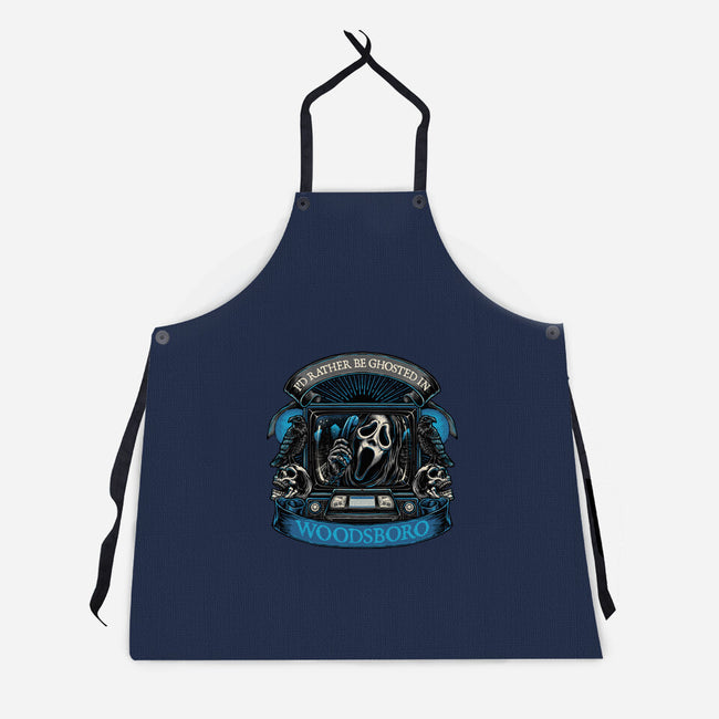 Ghosted In Woodsboro-Unisex-Kitchen-Apron-glitchygorilla