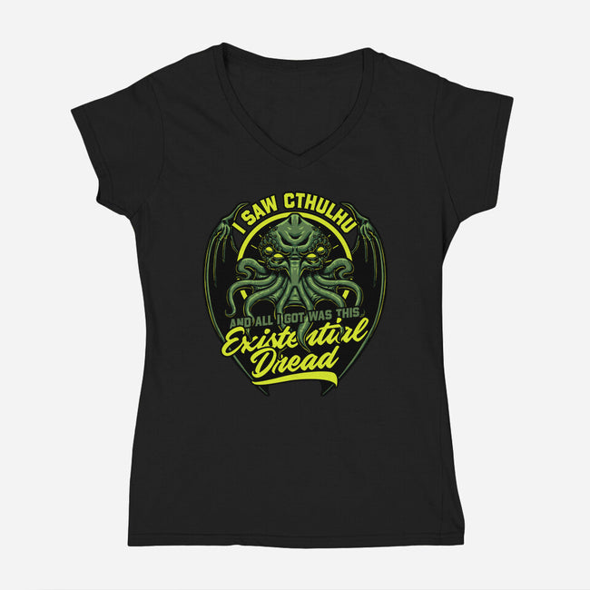 Horror Cthulhu Existential Dread-Womens-V-Neck-Tee-Studio Mootant