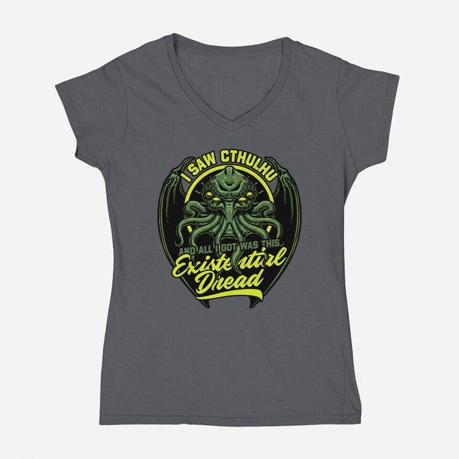 Horror Cthulhu Existential Dread-Womens-V-Neck-Tee-Studio Mootant